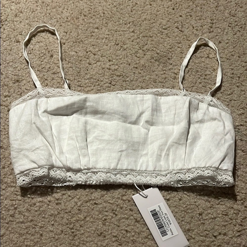 White Lace Trim Crop Top